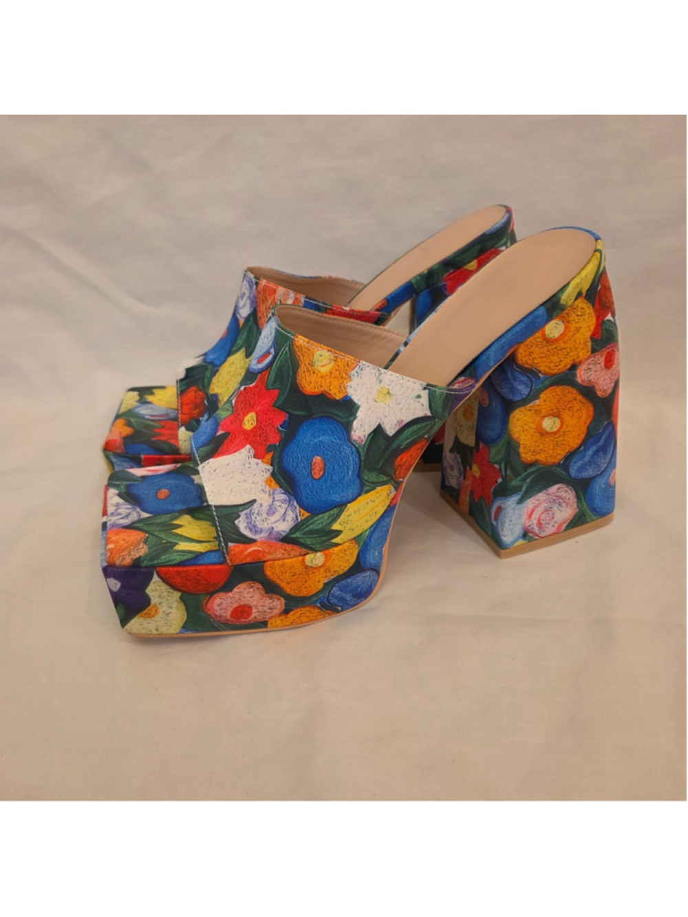 Women's Chunky Platform Bohemian 5 Inch Heel Square Open Toe size 41/10.5 - Picture 2 of 7